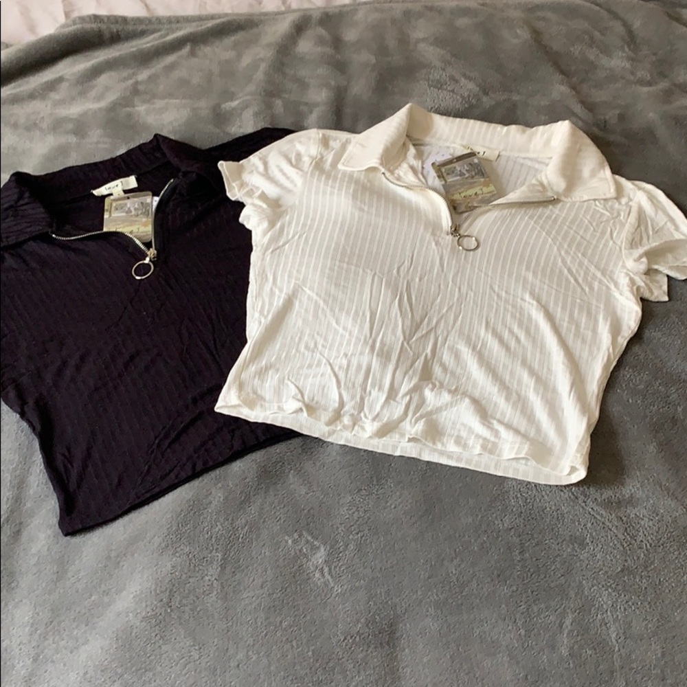 Short sleeve shirts/ with zipper in front